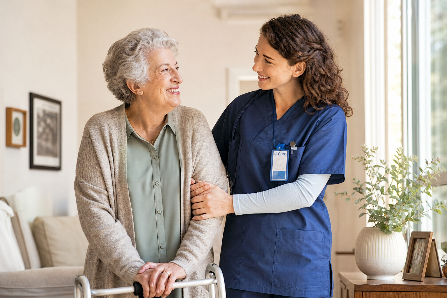 A caregiver supporting a client at home